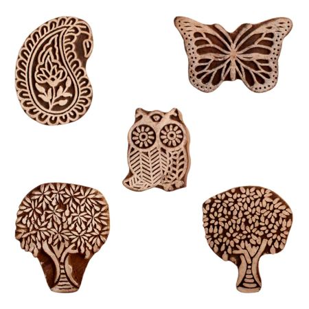 Set of 5 Piece New Mix Wooden Printing Block